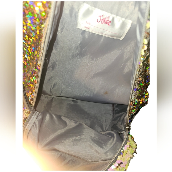 Justice | Flippy Sequin Unicorn Backpack | Size: 16½" x 12" x 6½" - Picture 7 of 15